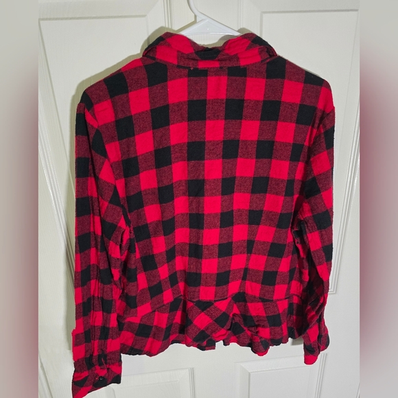 Charlie Paige Red Flannel Womens Long Sleeve Button Up Top Large - Picture 9 of 10